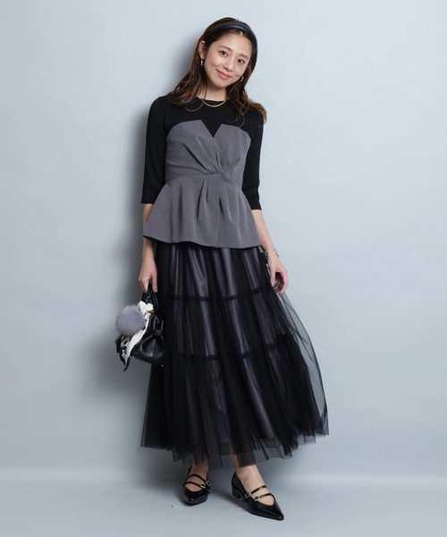 JUSGLITTY（ジャスグリッティー）の「レイヤーチュールスカート（スカート・レディース・ブラック/ブラウン/ネイビー・2/1/0）」の14枚目の写真