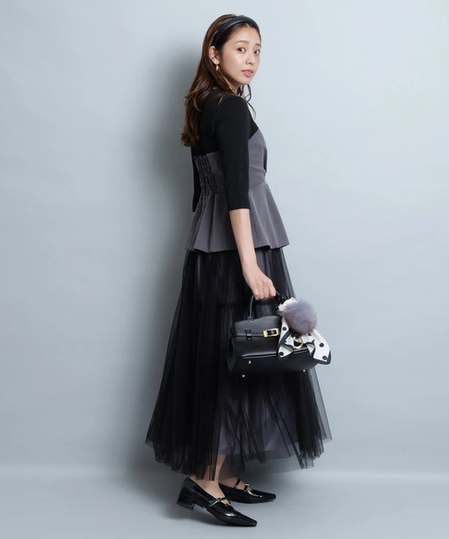 JUSGLITTY（ジャスグリッティー）の「レイヤーチュールスカート（スカート・レディース・ブラック/ブラウン/ネイビー・2/1/0）」の15枚目の写真