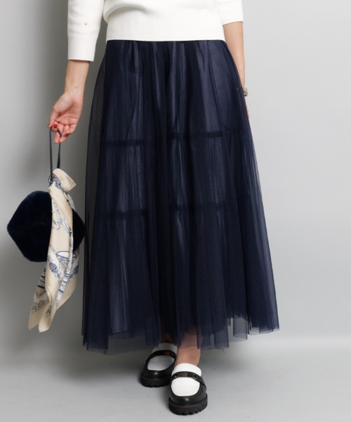 JUSGLITTY（ジャスグリッティー）の「レイヤーチュールスカート（スカート・レディース・ブラック/ブラウン/ネイビー・2/1/0）」の17枚目の写真