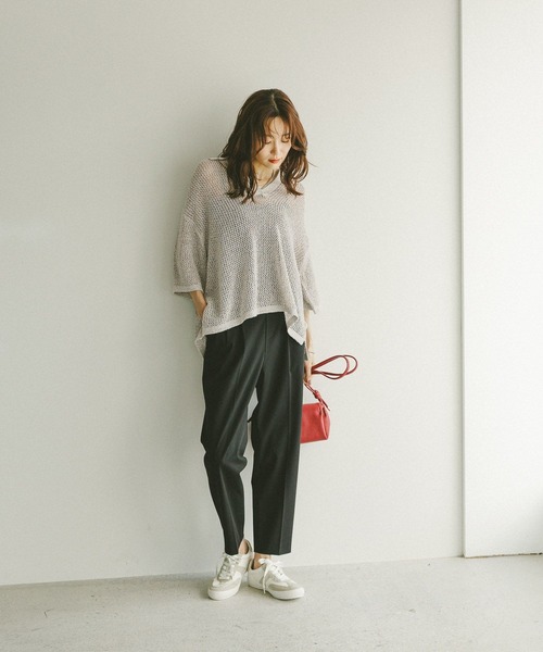 GLOBAL WORK（グローバルワーク）の「メッシュラメポロニット半袖/587686（ニット/セーター・レディース・グレー系その他/ブラック・LARGE/MEDIUM）」の22枚目の写真