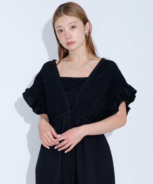 URBAN RESEARCH Sonny Label（アーバンリサーチサニーレーベル）の「シャーリングサマーオールインワン（サロペット/オーバーオール・レディース・ブラック/チェック・36/38）」の3枚目の写真
