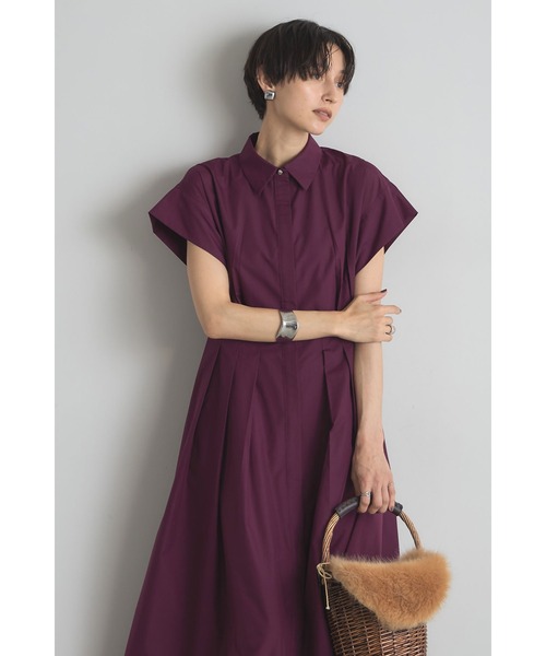 &. NOSTALGIA（アンドドットノスタルジア）の「衿付きウエストタックシャツワンピース（シャツワンピース・レディース・ベージュ/ネイビー/パープル・M）」の3枚目の写真