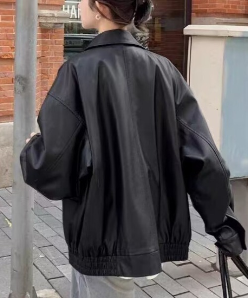 ヴィーガンレザーオーバーサイズジャケット（ブルゾン）｜cammie