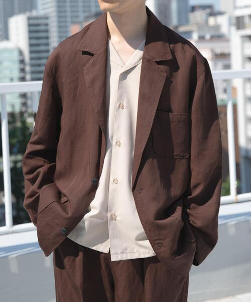 ITEMS URBANRESEARCH(アイテムズ アーバンリサーチ)の「Linen Blend Tailored Shirts Jacket(その他アウター・メンズ・ブラック/ブラウン・LARGE/MEDIUM)」の2枚目の写真