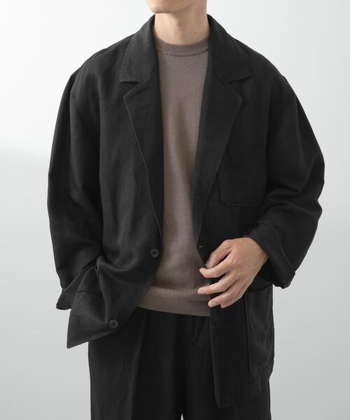 ITEMS URBANRESEARCH(アイテムズ アーバンリサーチ)の「Linen Blend Tailored Shirts Jacket(その他アウター・メンズ・ブラック/ブラウン・LARGE/MEDIUM)」の1枚目の写真