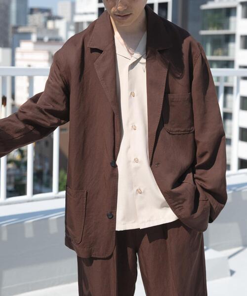 ITEMS URBANRESEARCH(アイテムズ アーバンリサーチ)の「Linen Blend Tailored Shirts Jacket(その他アウター・メンズ・ブラック/ブラウン・LARGE/MEDIUM)」の3枚目の写真