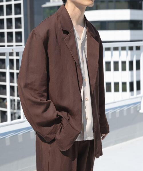 ITEMS URBANRESEARCH(アイテムズ アーバンリサーチ)の「Linen Blend Tailored Shirts Jacket(その他アウター・メンズ・ブラック/ブラウン・LARGE/MEDIUM)」の4枚目の写真