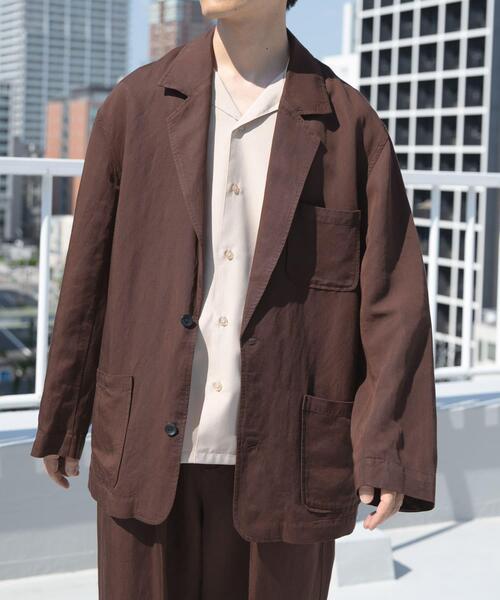 ITEMS URBANRESEARCH(アイテムズ アーバンリサーチ)の「Linen Blend Tailored Shirts Jacket(その他アウター・メンズ・ブラック/ブラウン・LARGE/MEDIUM)」の7枚目の写真