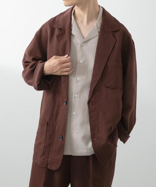 ITEMS URBANRESEARCH(アイテムズ アーバンリサーチ)の「Linen Blend Tailored Shirts Jacket(その他アウター・メンズ・ブラック/ブラウン・LARGE/MEDIUM)」の9枚目の写真