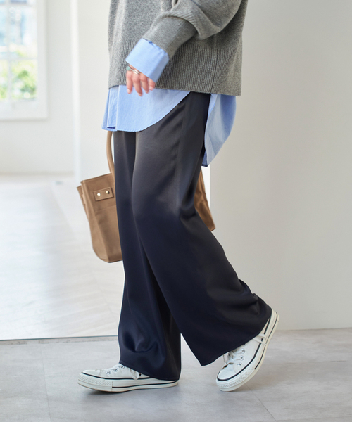 Spick & Span（スピックアンドスパン）の「サテンイージーベルボトムパンツ（その他パンツ・レディース・ネイビー/ベージュ系その他/アイボリー・36/38/40）」の20枚目の写真