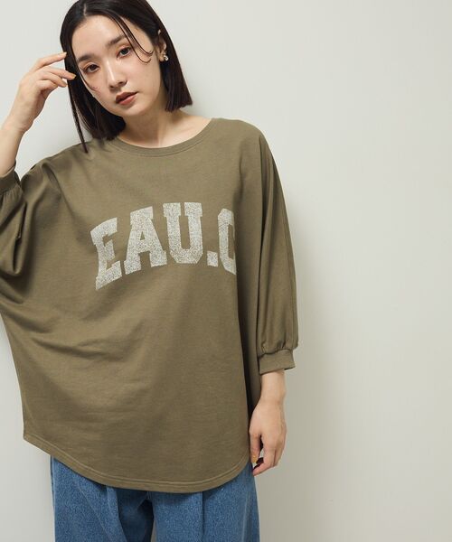 Green　Parks（グリーンパークス）の「7分袖ミニ裏毛ドルマンロゴプルオーバー（スウェット・レディース・杢グレー/カーキ/チャコールグレー/ホワイト系その他2・FREE）」の5枚目の写真