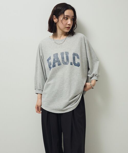 Green　Parks（グリーンパークス）の「7分袖ミニ裏毛ドルマンロゴプルオーバー（スウェット・レディース・杢グレー/カーキ/チャコールグレー/ホワイト系その他2・FREE）」の15枚目の写真