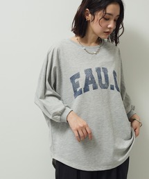 7分袖ミニ裏毛ドルマンロゴプルオーバー