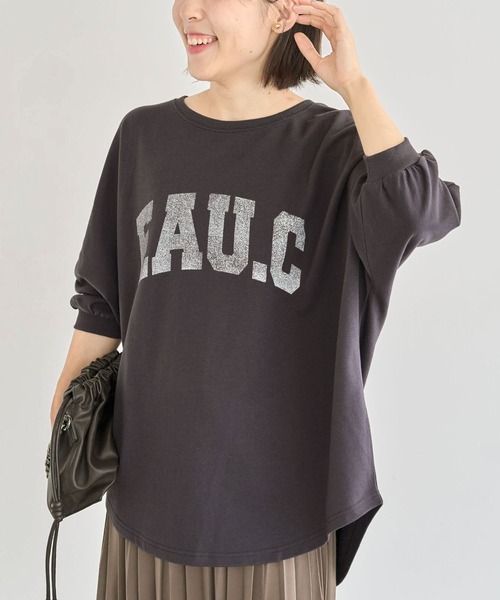 Green　Parks（グリーンパークス）の「7分袖ミニ裏毛ドルマンロゴプルオーバー（スウェット・レディース・杢グレー/カーキ/チャコールグレー/ホワイト系その他2・FREE）」の3枚目の写真