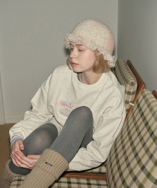 SANSeLF(サンセルフ)の「【SANSeLF】 バケットハット ニットフリンジ バイカラーデザイン saa25a056(ハット・レディース・ブラック/パープル/ピンク/ブラウン・FREE)」の4枚目の写真