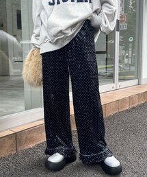 試着のみ　heve ベロアリボンパンツ　ブラック36 試着のみ heve ベロアリボンパンツ ブラック36