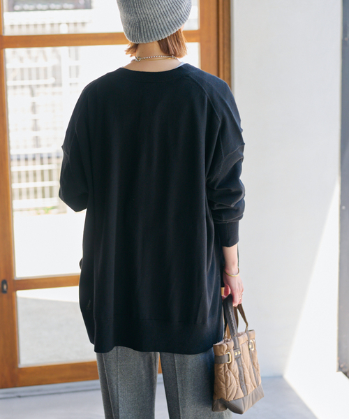 セール】BiellaYarnワイドVネックカーディガン（カーディガン/ボレロ