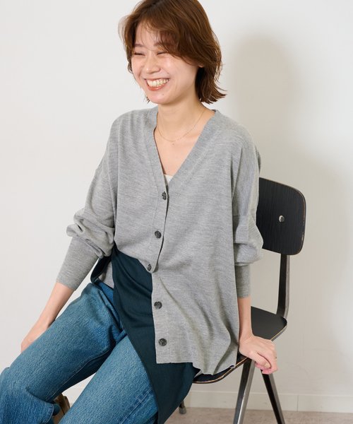 JOURNAL STANDARD relume（ジャーナルスタンダード　レリューム）の「BiellaYarnワイドVネックカーディガン（カーディガン/ボレロ・レディース・ライトグレー/ブラック/ブラウン・FREE）」の22枚目の写真