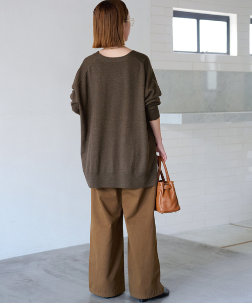 セール】BiellaYarnワイドVネックカーディガン（カーディガン/ボレロ