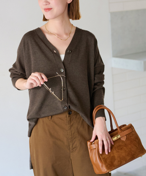 セール】BiellaYarnワイドVネックカーディガン（カーディガン/ボレロ