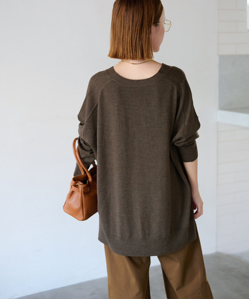 セール】BiellaYarnワイドVネックカーディガン（カーディガン/ボレロ