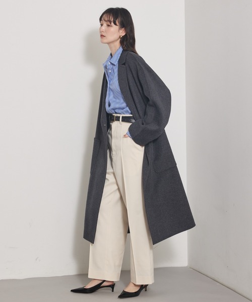 qualite(カリテ)の「ツイルピンタックパンツ/秋服/冬服/オフィスカジュアル(その他パンツ・レディース・ブラック/アイボリー・36/38)」の8枚目の写真