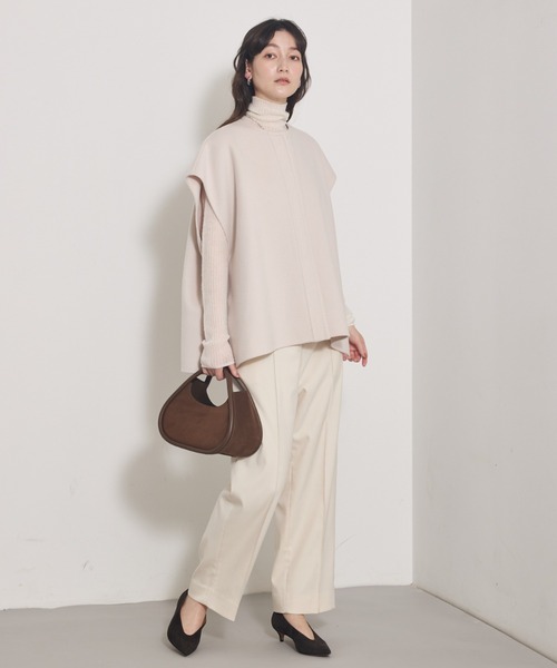 qualite(カリテ)の「ツイルピンタックパンツ/秋服/冬服/オフィスカジュアル(その他パンツ・レディース・ブラック/アイボリー・36/38)」の9枚目の写真