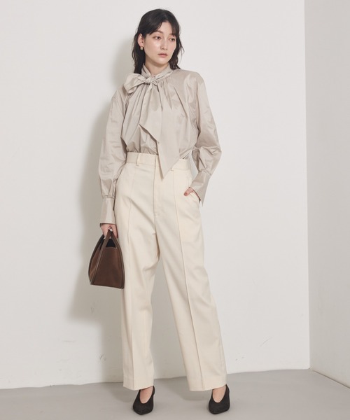 qualite(カリテ)の「ツイルピンタックパンツ/秋服/冬服/オフィスカジュアル(その他パンツ・レディース・ブラック/アイボリー・36/38)」の6枚目の写真