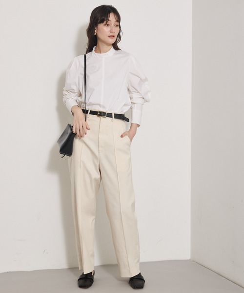 qualite(カリテ)の「ツイルピンタックパンツ/秋服/冬服/オフィスカジュアル(その他パンツ・レディース・ブラック/アイボリー・36/38)」の3枚目の写真