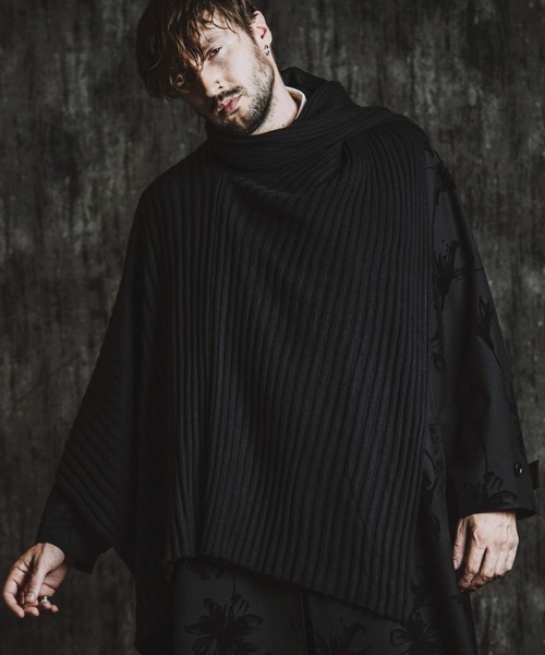 NO ID.(ノーアイディ)の「【NO ID.】4-Way Twist Knit Poncho / 4ウェイ ツイスト ニット ポンチョ(ポンチョ・メンズ・ブラック/その他23・ONE SIZE)」の1枚目の写真