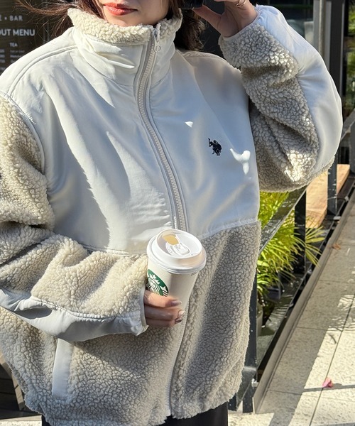 お買い得商品 POLO アウター U.S. POLO ASSN.】ワンポイントロゴ ポニー刺繍 ボアジャケット