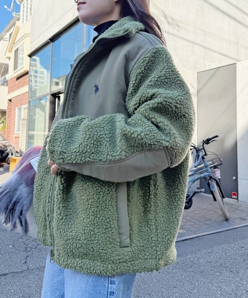 U.S. POLO ASSN.(ユーエスポロアッスン)の「【U.S. POLO ASSN.】ワンポイントロゴ ポニー刺繍 ボアジャケット BOA JACKET(その他アウター・メンズ・ブラック/カーキ/アイボリー・S/M/L)」の9枚目の写真