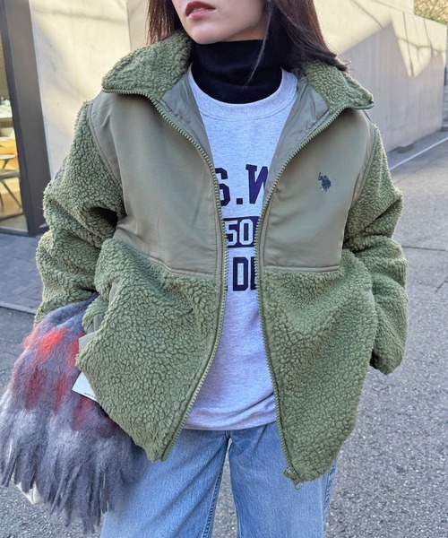 U.S. POLO ASSN.(ユーエスポロアッスン)の「【U.S. POLO ASSN.】ワンポイントロゴ ポニー刺繍 ボアジャケット BOA JACKET(その他アウター・メンズ・ブラック/カーキ/アイボリー・S/M/L)」の8枚目の写真