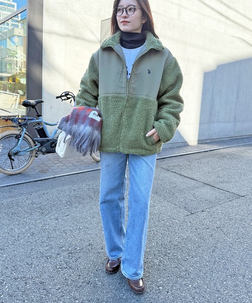 U.S. POLO ASSN.(ユーエスポロアッスン)の「【U.S. POLO ASSN.】ワンポイントロゴ ポニー刺繍 ボアジャケット BOA JACKET(その他アウター・メンズ・ブラック/カーキ/アイボリー・S/M/L)」の12枚目の写真
