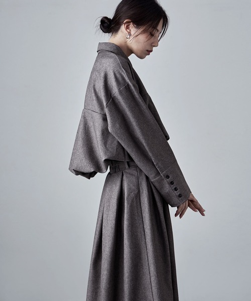 etoll.（エトル）の「ヘザーツイルバルーンシャツ（シャツ/ブラウス・レディース・ベージュ/チャコール/ブラック・FREE）」の5枚目の写真