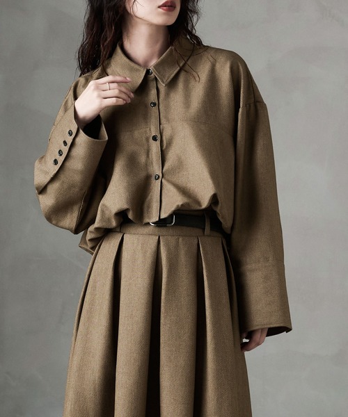 etoll.（エトル）の「ヘザーツイルバルーンシャツ（シャツ/ブラウス・レディース・ベージュ/チャコール/ブラック・FREE）」の21枚目の写真