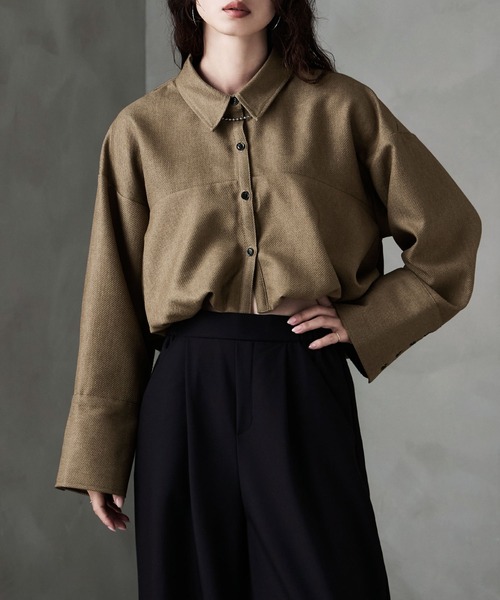 etoll.（エトル）の「ヘザーツイルバルーンシャツ（シャツ/ブラウス・レディース・ベージュ/チャコール/ブラック・FREE）」の17枚目の写真