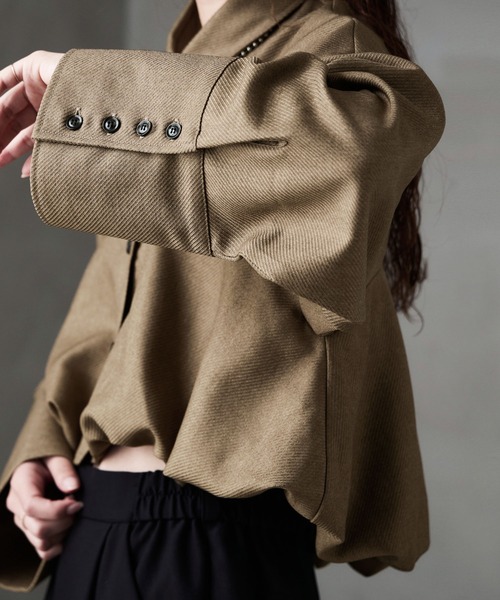 etoll.（エトル）の「ヘザーツイルバルーンシャツ（シャツ/ブラウス・レディース・ベージュ/チャコール/ブラック・FREE）」の16枚目の写真