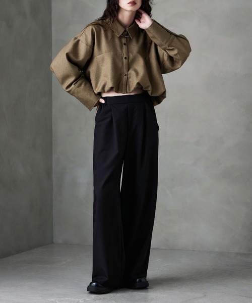 etoll.（エトル）の「ヘザーツイルバルーンシャツ（シャツ/ブラウス・レディース・ベージュ/チャコール/ブラック・FREE）」の14枚目の写真