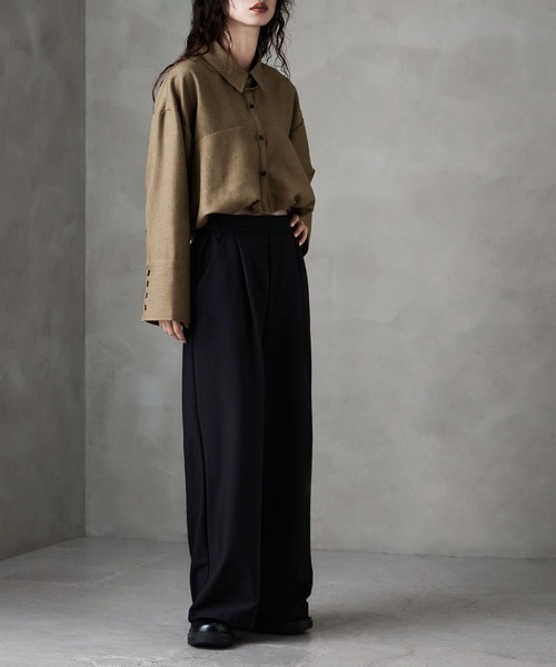 etoll.（エトル）の「ヘザーツイルバルーンシャツ（シャツ/ブラウス・レディース・ベージュ/チャコール/ブラック・FREE）」の13枚目の写真