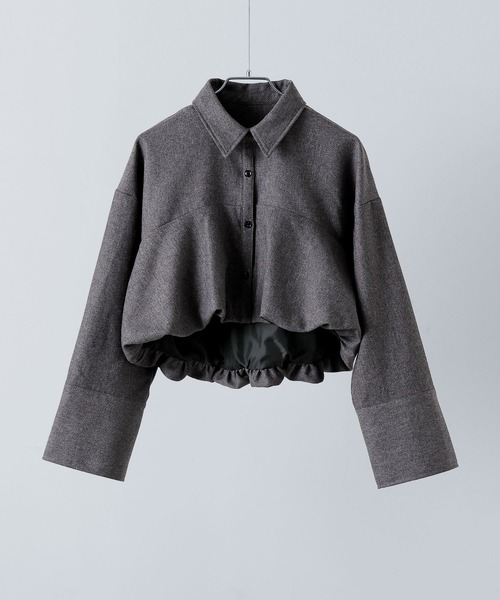 etoll.（エトル）の「ヘザーツイルバルーンシャツ（シャツ/ブラウス・レディース・ベージュ/チャコール/ブラック・FREE）」の12枚目の写真