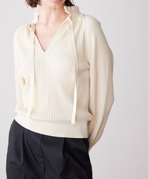 Marilyn Moon（マリリンムーン）の「rayon nylon ripple 2way blouse knit（ニット/セーター・レディース・ブラック/アイボリー/パープル/ライトグレー/ブルー・FREE）」の18枚目の写真