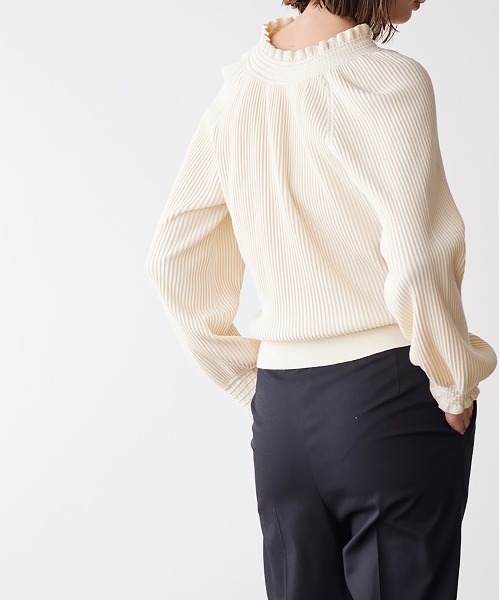 Marilyn Moon（マリリンムーン）の「rayon nylon ripple 2way blouse knit（ニット/セーター・レディース・ブラック/アイボリー/パープル/ライトグレー/ブルー・FREE）」の17枚目の写真