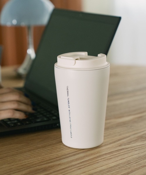 LAKOLE（ラコレ）の「【ふた付き】ステンレスタンブラー[400ml] / 578275（グラス/マグカップ/タンブラー・レディース・その他1/ブラック/アイボリー・FREE）」の3枚目の写真