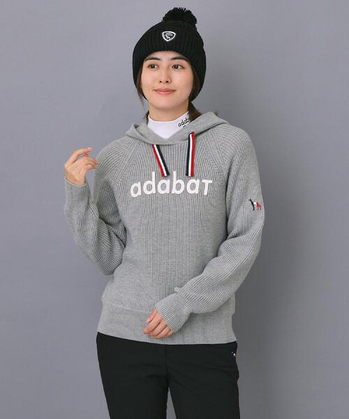adabat(アダバット)の「【ADABAT NAVY】ニットフーディー(ニット/セーター・レディース・ネイビー/ライトグレー・42/40/38)」の3枚目の写真