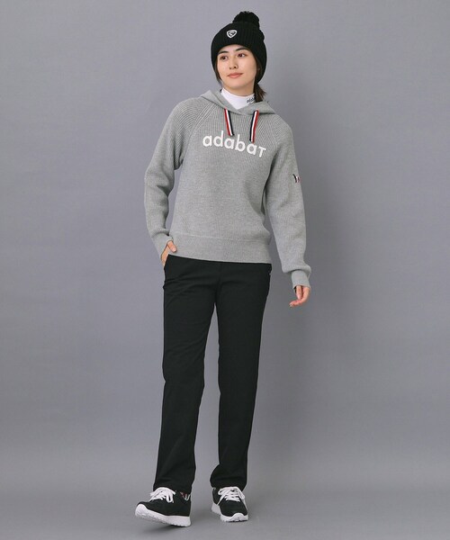 サイズ：38 ADABAT アダバット フード付 ニットセーター レッド系