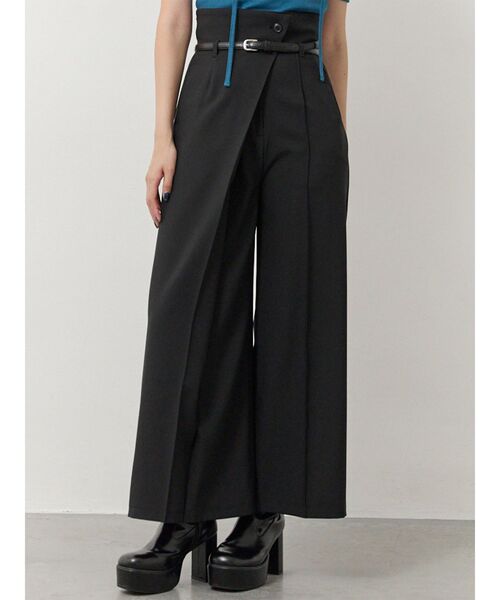 MURUA(ムルーア)の「ベルトハイウエストワイドパンツ(その他パンツ・レディース・ベージュ/ブラック/ブラウン・1/2)」の2枚目の写真