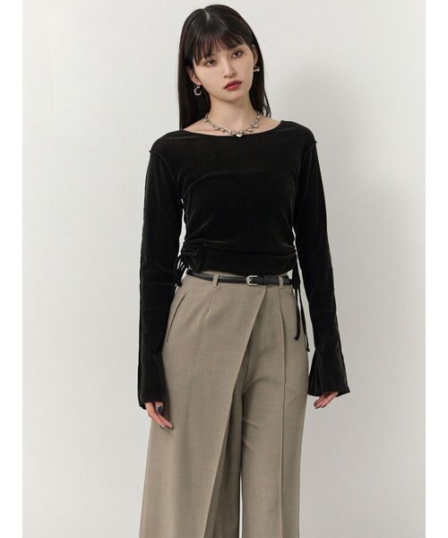 MURUA(ムルーア)の「ベルトハイウエストワイドパンツ(その他パンツ・レディース・ベージュ/ブラック/ブラウン・1/2)」の9枚目の写真