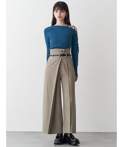 MURUA(ムルーア)の「ベルトハイウエストワイドパンツ(その他パンツ・レディース・ベージュ/ブラック/ブラウン・1/2)」の11枚目の写真