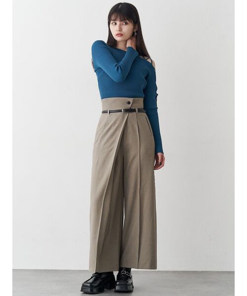 MURUA(ムルーア)の「ベルトハイウエストワイドパンツ(その他パンツ・レディース・ベージュ/ブラック/ブラウン・1/2)」の12枚目の写真